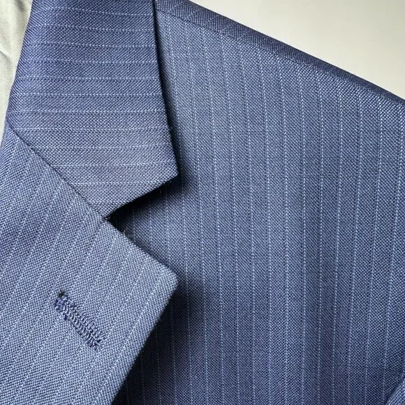 NWT 2 Pc 46L WALTER MORTON Men's Blue Pin Stripe Worsted Wool Blend Suite - Picture 3 of 16
